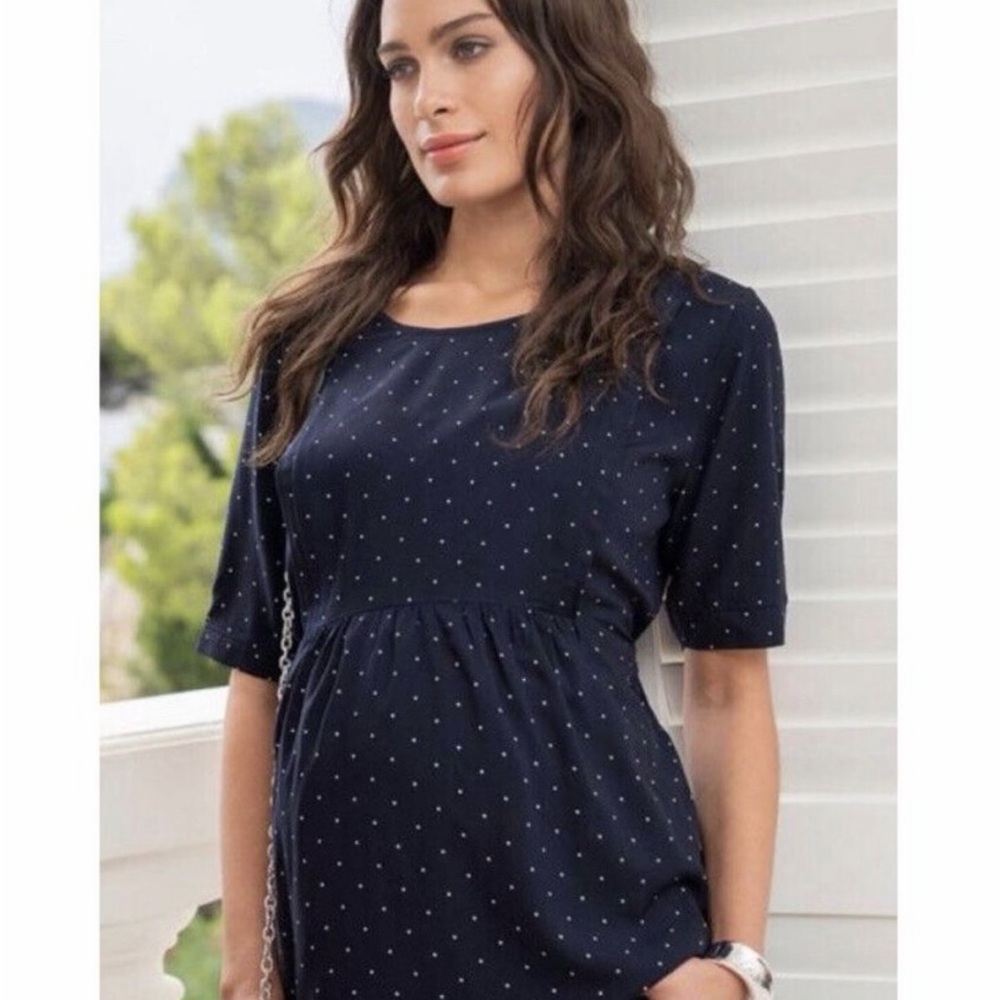 Navy Dot Maternity Nursing shirt